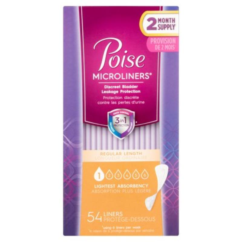 Poise Microliners Discreet Bladder Leakage Protection 54 Liners
