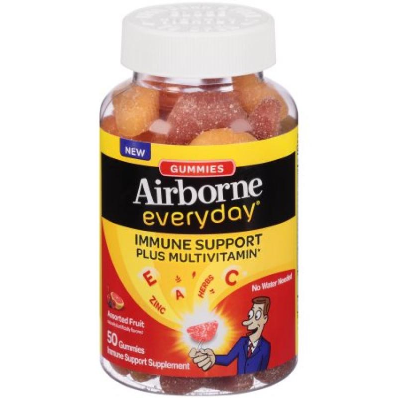 Airborne Everyday Vitamin C Immune Support Supplement and Multivitamin, Gummies, Assorted Fruit Flavor, 50 Count