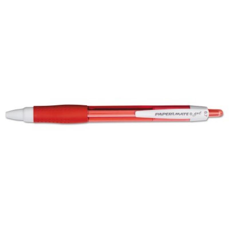 Paper Mate Roller Ball Retractable Gel Pen, Red Ink, Medium, Dozen