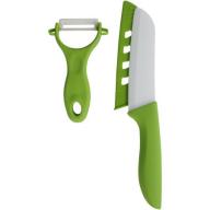 5" Ceramic Santoku Knife with Knife Cover and Peeler Set, Green