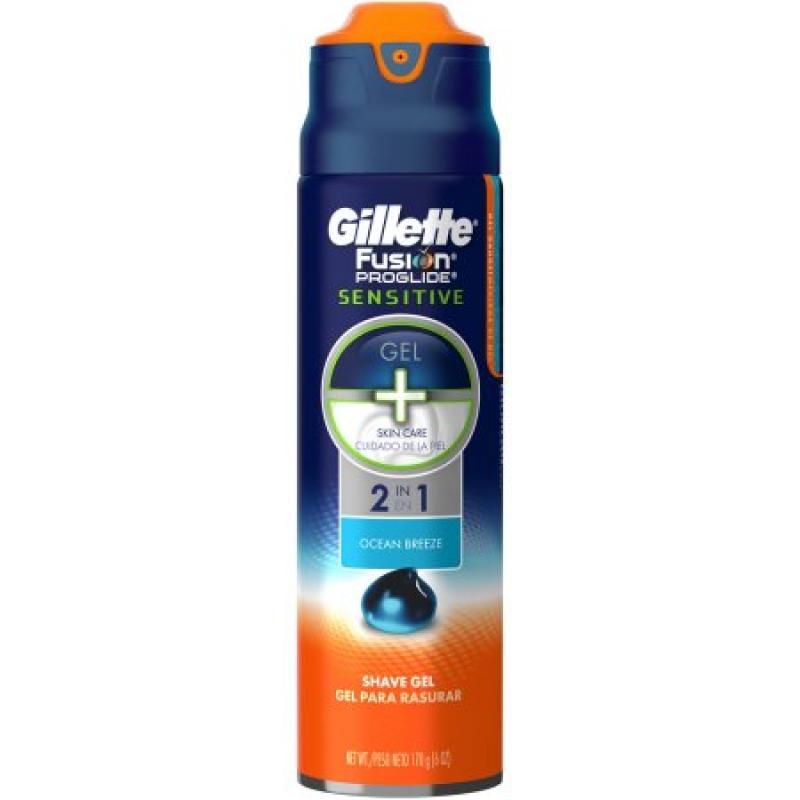 Gillette Fusion Proglide Sensitive 2 in 1 Ocean Breeze Shave Gel 170g