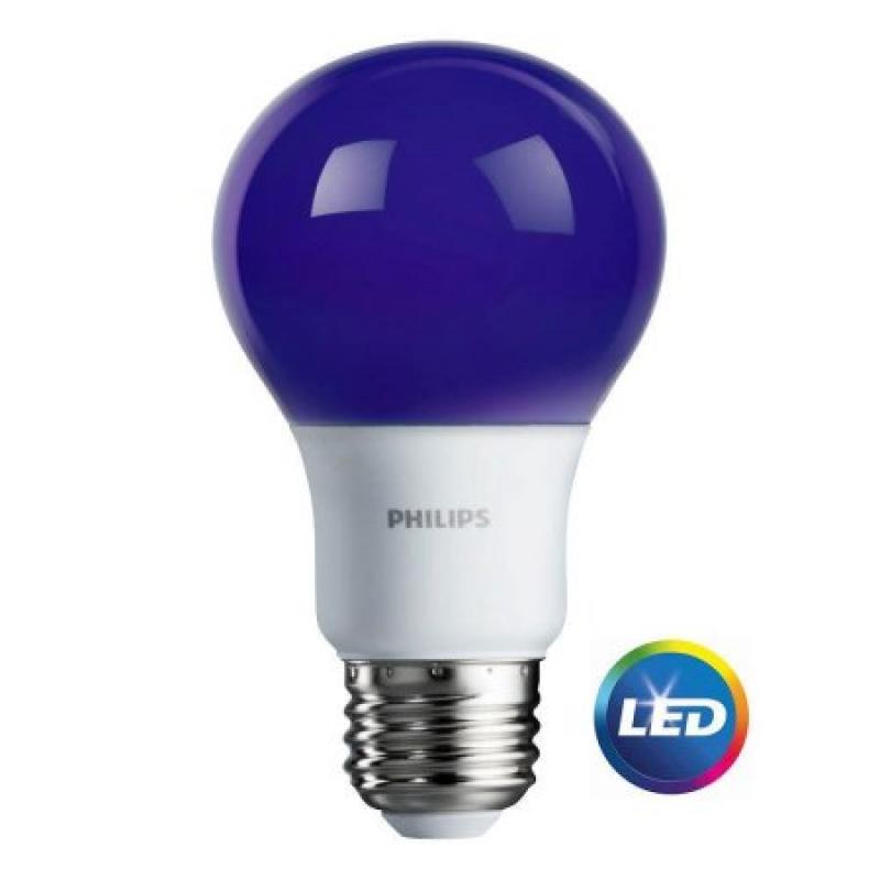 Philips LED Light Bulb, A19, Purple, 60 WE