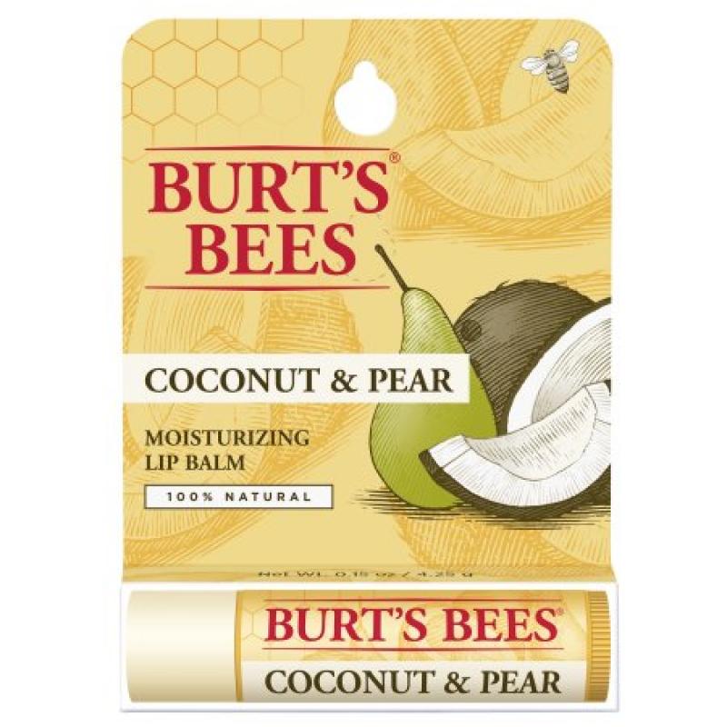 Burt&#039;s bees 100% natural moisturizing lip balm, coconut & pear, 1 tube in blister box