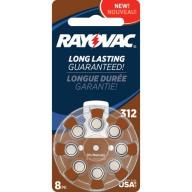 Rayovac Type 312 Hearing Aid Batteries, 8-Pack