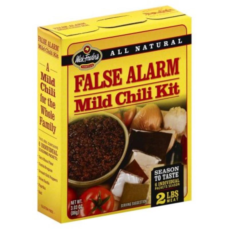 Wick Fowler&#039;s All Natural False Alarm Chili Mix, Mild, 3.03 Oz