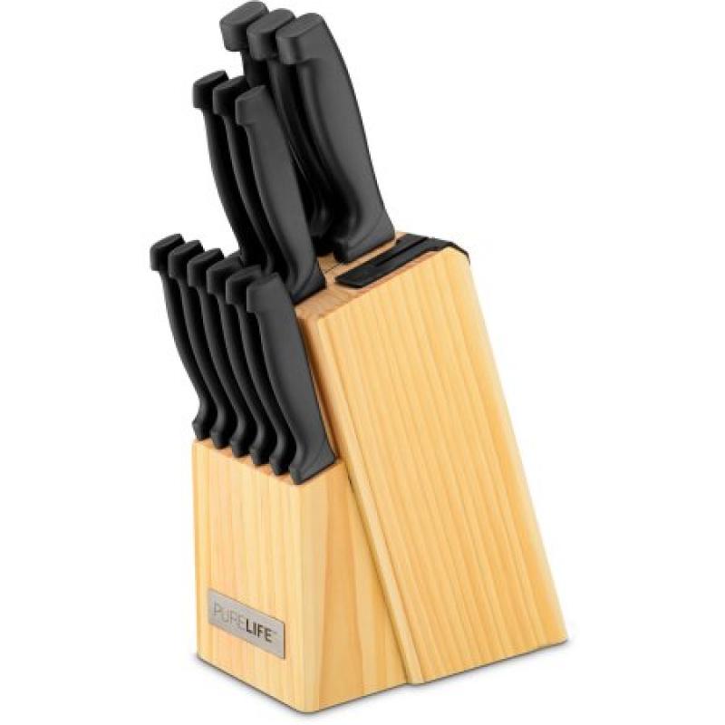 Ragalta 13-Piece Cutlery Set with Built-In Sharpener, Black