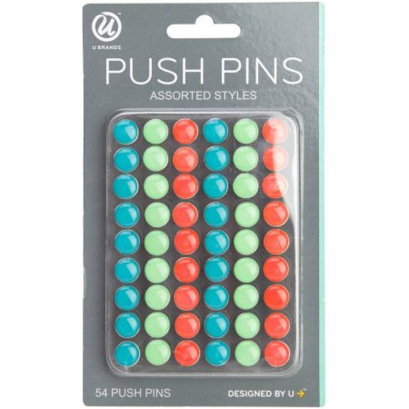 U Brands Fashion Push Pins, 54 Count