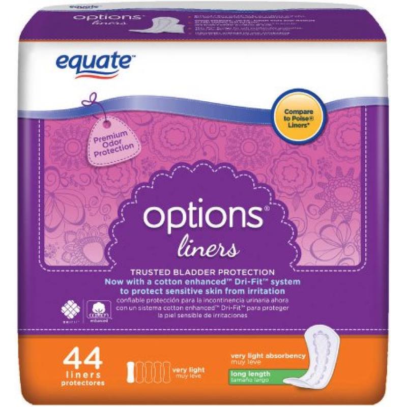 Equate Options Light Long Liners, 44 count