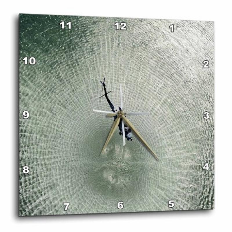 3dRose Print of Helicopter Stirs Up Water, Wall Clock, 13 by 13-inch