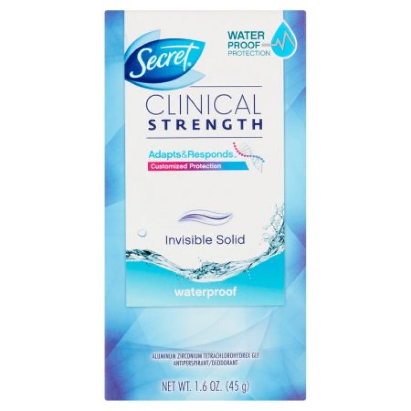 Secret Clinical Strength Invisible Solid Waterproof Antiperspirant/Deodorant, 1.6 oz