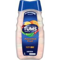 TUMS Antacid Ultra Strength 1000 Assorted Fruit Chewable Tablets, 160 count