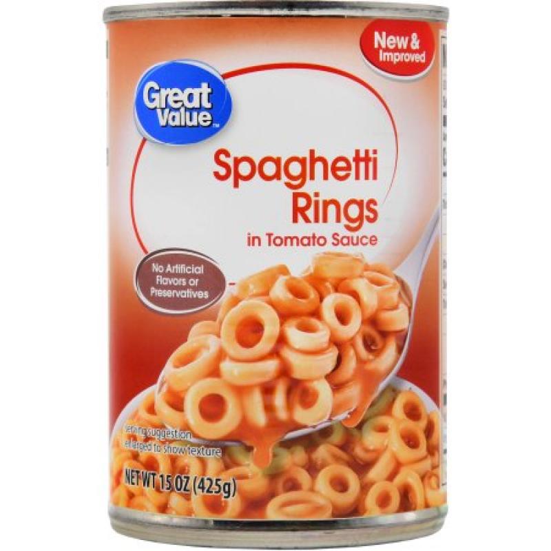 Great Value Spaghetti Rings in Tomato Sauce, 15 oz