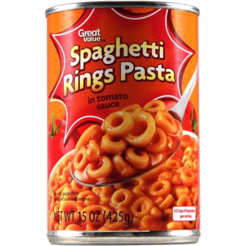 Great Value Spaghetti Rings In Tomato Sauce, 15 oz