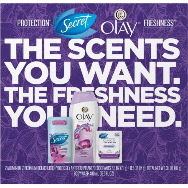 Olay Fresh Outlast Body Wash 400ml + Secret Scent Expressions and Secret Clinical Strength 87g