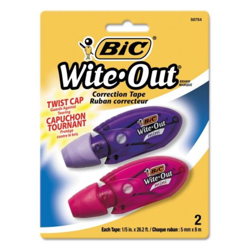 BIC Wite-Out Mini Twist Correction Tape, White, 2-Pack