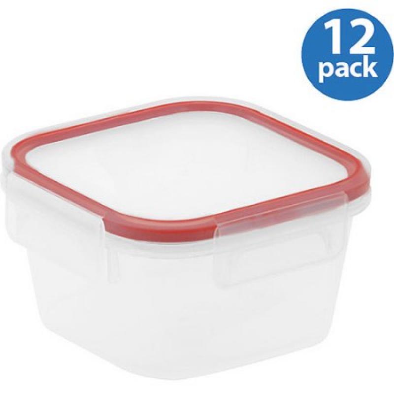 Snapware Airtight Plastic 1.3-Cup Square Food Storage Container, 12-Pack