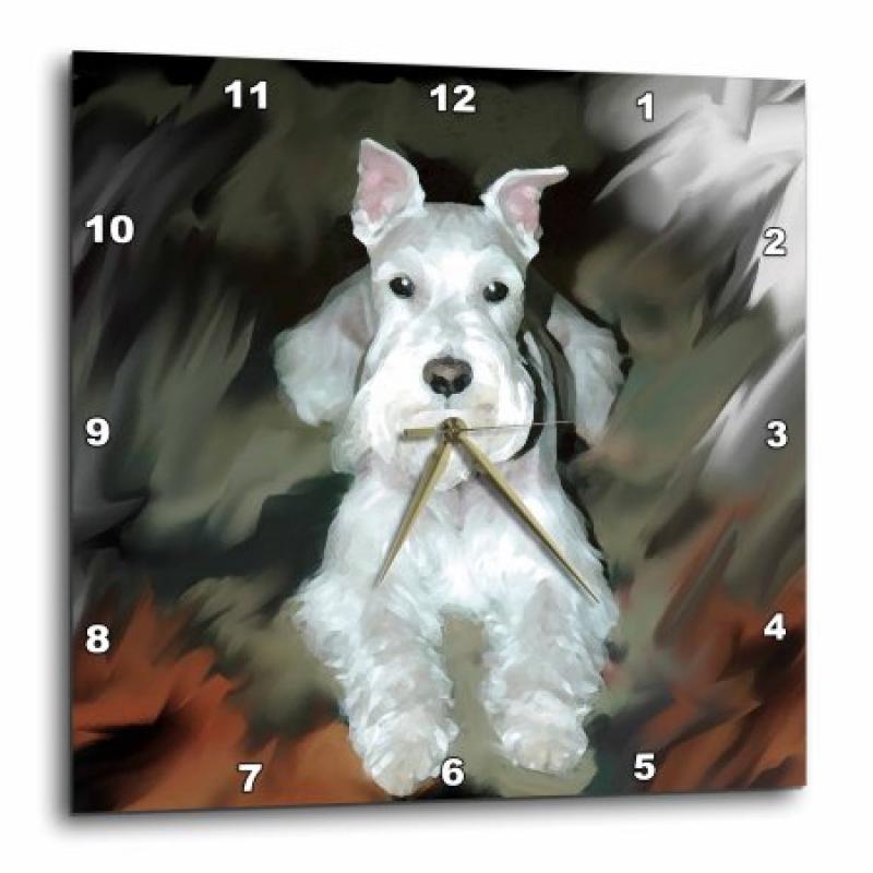 3dRose White Schnauzer, Wall Clock, 15 by 15-inch