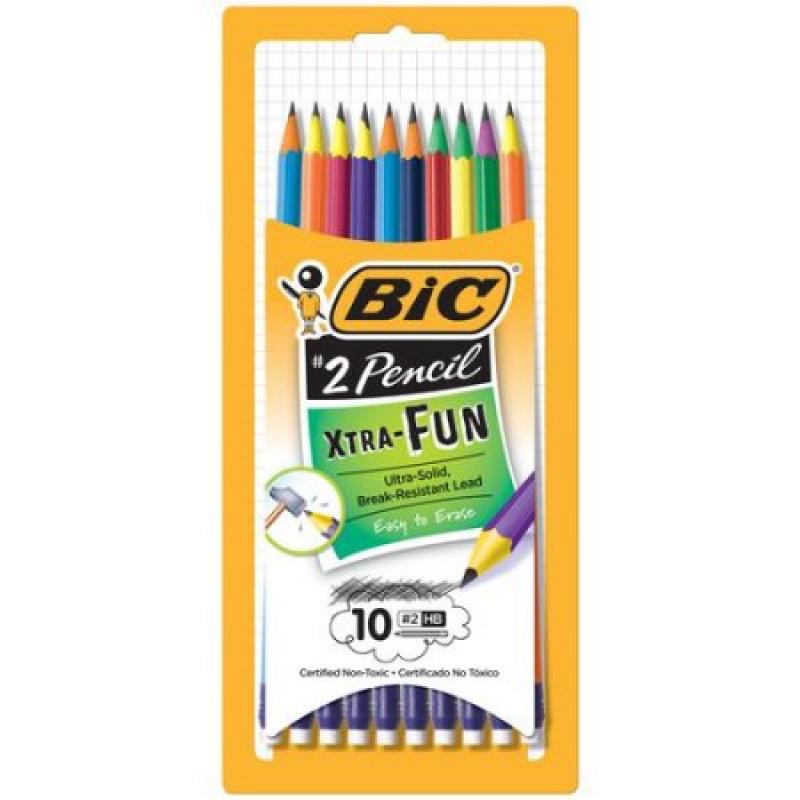 BIC Xtra Fun #2 HB Black Lead Pencil with Latex Free Eraser, 10-Pack