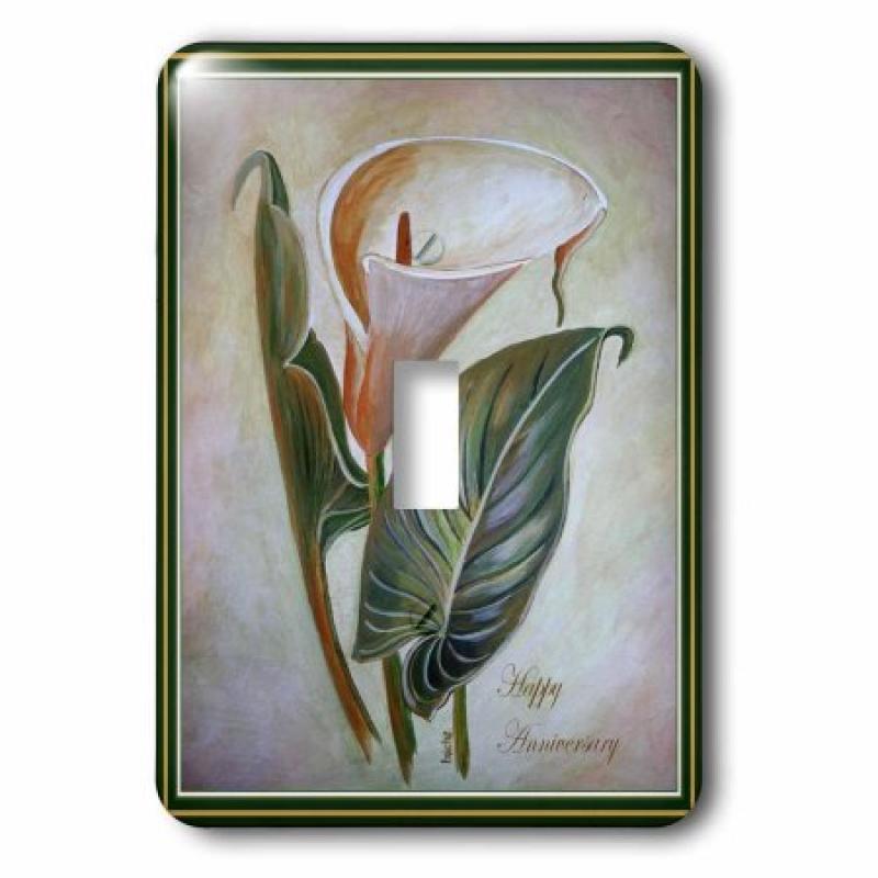 3dRose Happy Anniversary - calla, calla lilies, calla lily, callas, easter lily, flower, lily, anniversary , Single Toggle Switch