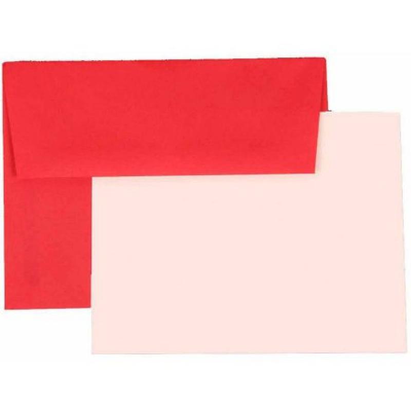 JAM Paper Recycled Personal Stationery Sets with Matching A2 Envelopes, Red, 25-Pack