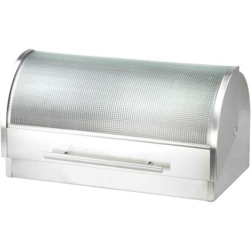 Home Basics Bread Box, Stainless Steel and Glass