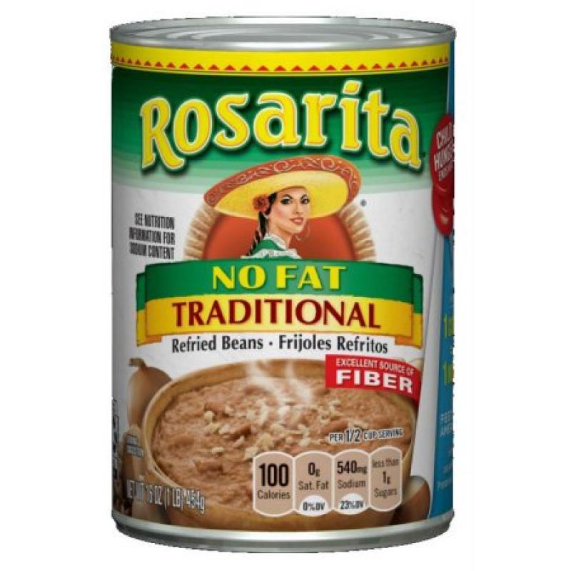 Rosarita Traditional No Fat Refried Beans, 16 oz