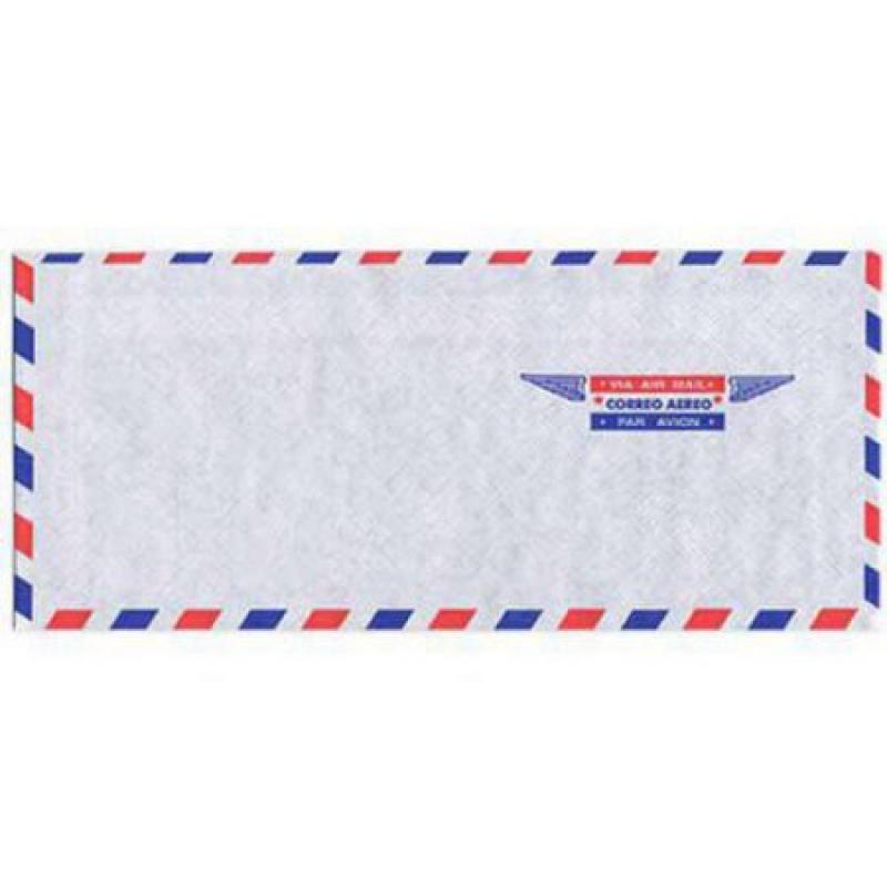 JAM Paper #10 4-1/8" x 9-1/2" Airmail Business Envelopes, Blue, 25-Pack