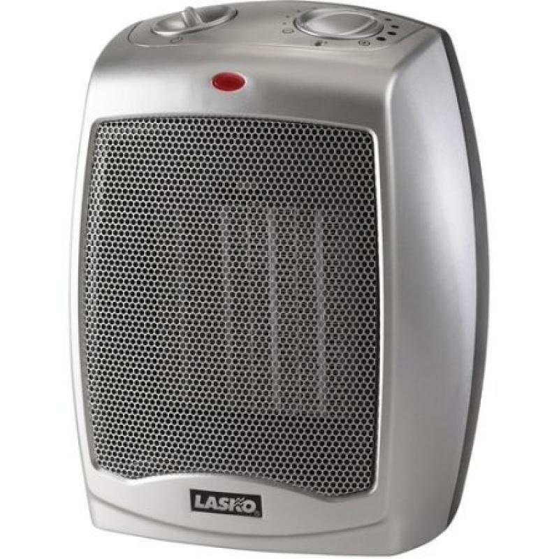 Lasko Electric Ceramic 1500W Heater, Silver/Black, 754200