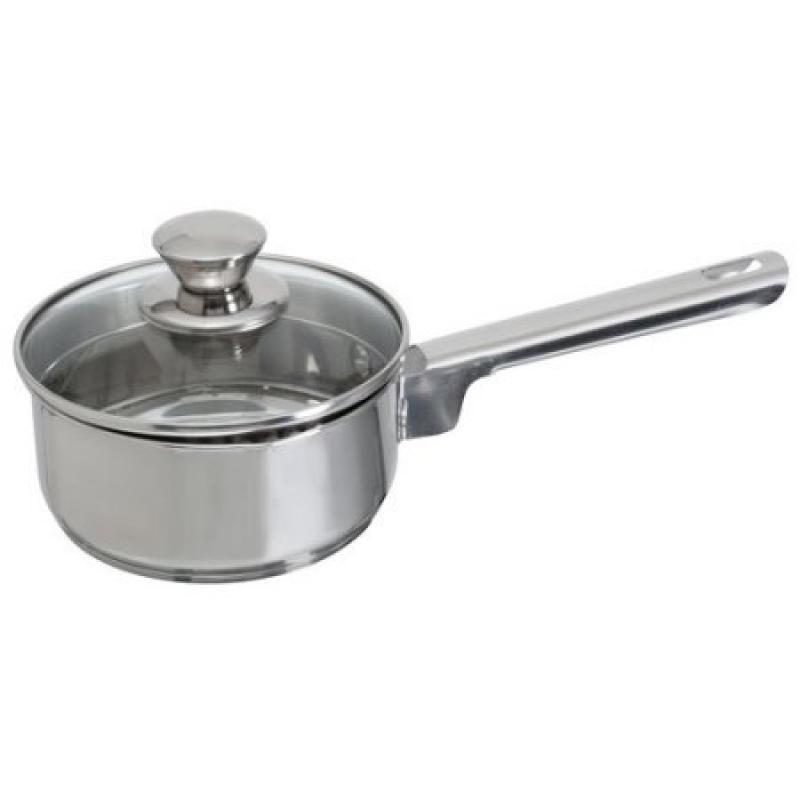 Mainstays Stainless Steel 1-Quart Sauce Pan with Straining Lid