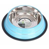 Iconic Pet Color Splash Stripe Non-Skid Pet Bowl, 8 Oz, Blue