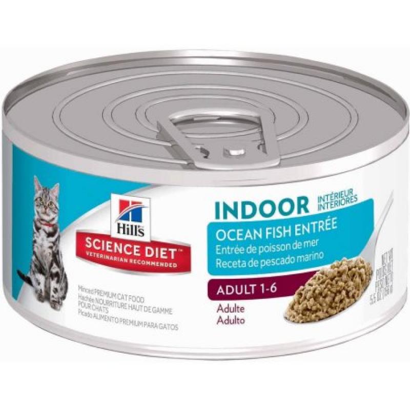 Hill&#039;s Science Diet Adult Indoor Ocean Fish Entrée Canned Cat Food, 5.5 oz, 24-pack
