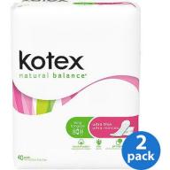 Kotex Natural Balance Ultra Thin, Long, 40ct, 2pk Bundle