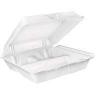 Dart Large 3-Compartment White Foam Carryout Food Container