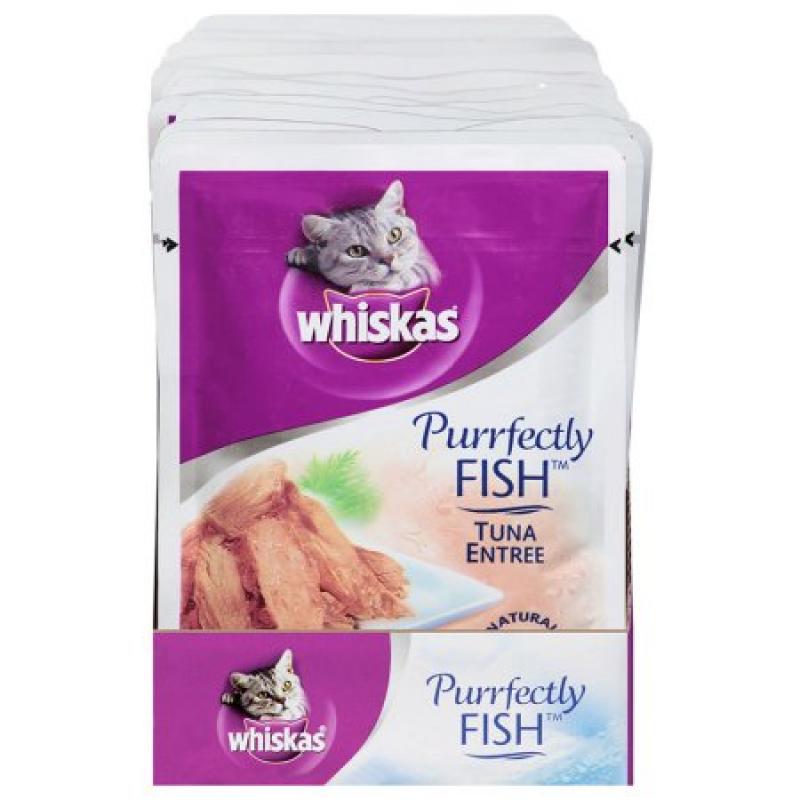 WHISKAS PURRFECTLY Fish Wet Cat Food Tuna Entrée Flavor 3 Ounces (Pack of 24)