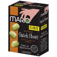 Mario Pitted Snack Olives with a Hint of Garlic, 1.05 oz, 3 count