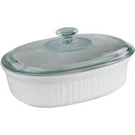 Corningware French White 2.5-Quart Oval Baking Dish with Glass Lid