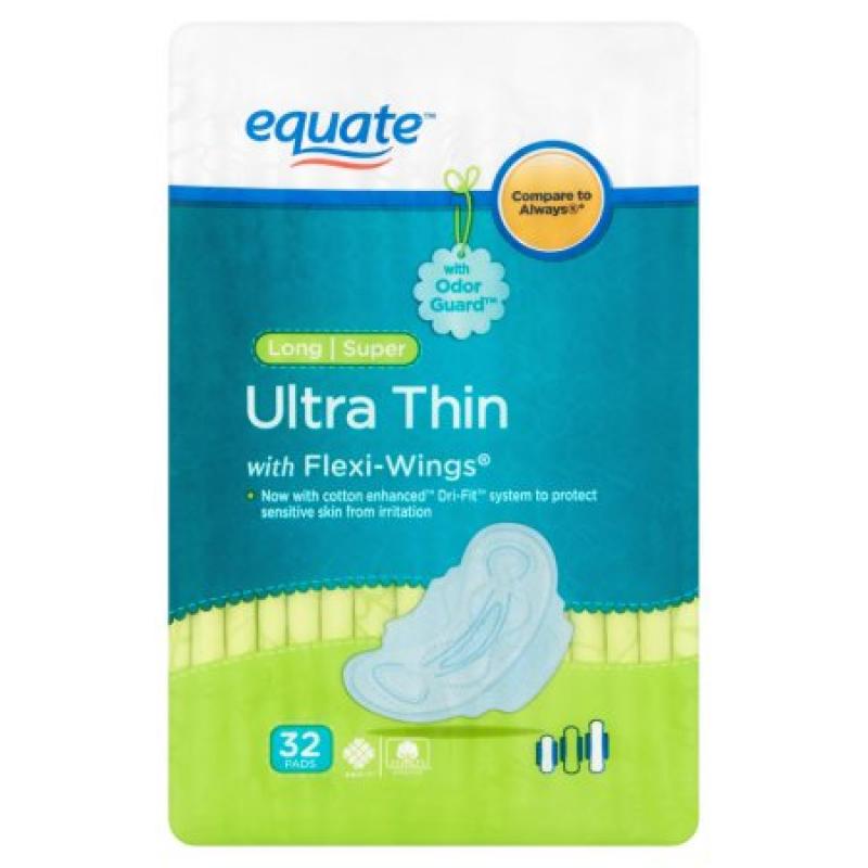 Equate Pads Ultra Thin Super Long, 32 ct