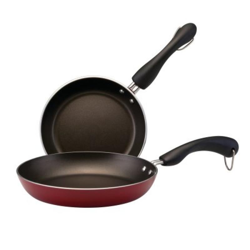 Farberware Easy Clean Aluminum Nonstick Twin Pack 7.25-Inch and 9-Inch Skillets, Red