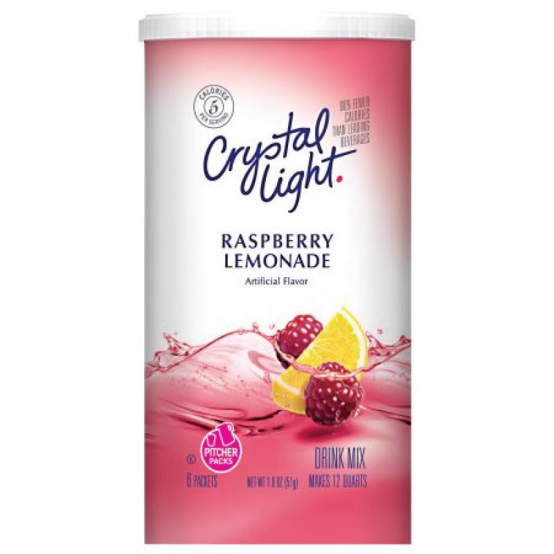 Crystal Light Raspberry Lemonade Drink Mix Pitcher Packs, 6 count, 1.8 OZ (51g)