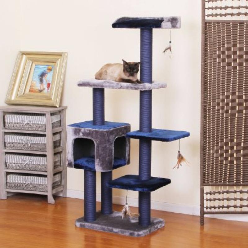 PetPals Group Midnight Molly Elegant Metallic and Ocean Blue Color Cat Tree