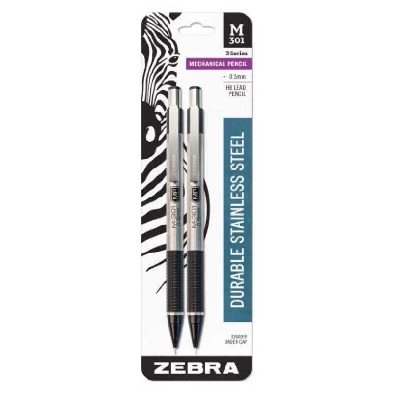 Zebra M-301 Mechanical Pencils, Black, 2pk