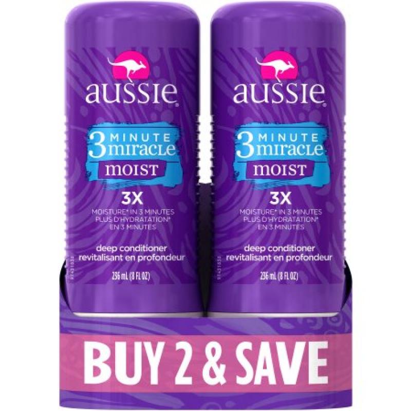 Deep Aussie 3 Minute Miracle Moist Deep Conditioning Treatment, 8 fl oz, 2 count