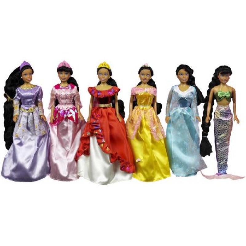 Princess Gift Set Doll, African American, 6-Pack, 11.5"
