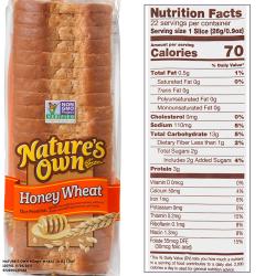 Nature&#039;s Own Honey Wheat Bread (20oz