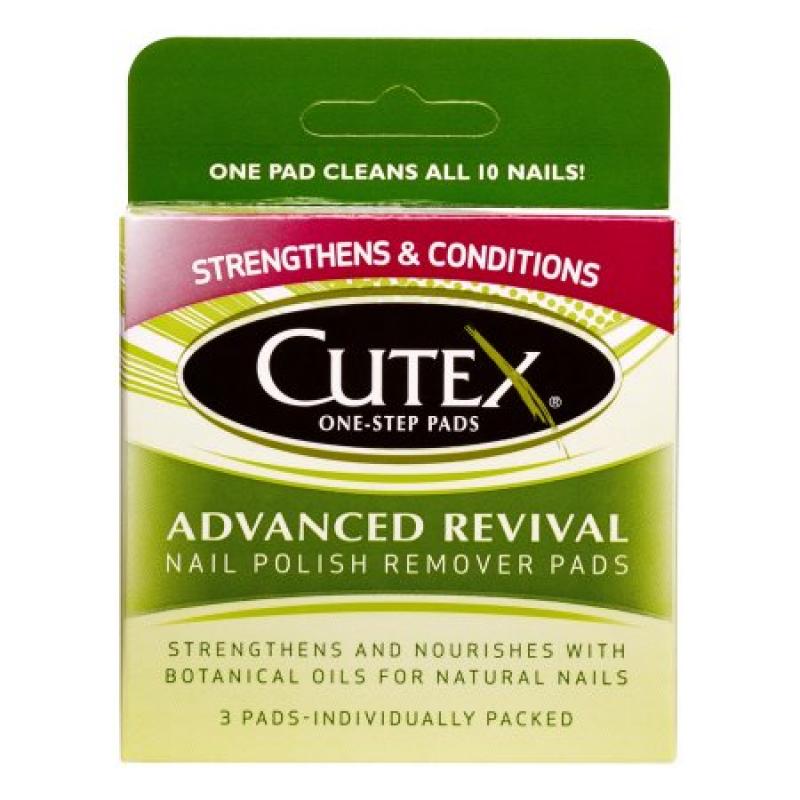 Cutex One Step Pads Nail Polish Remover Pads, Advanced Revival, 3 Ct