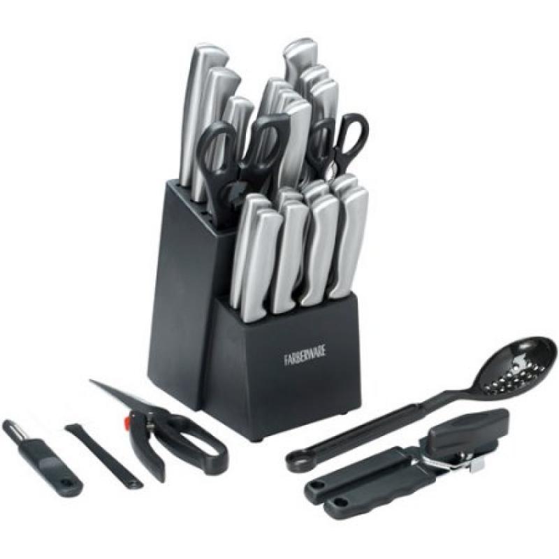 Farberware 25-Piece Stainless Steel Cutlery Set with Block