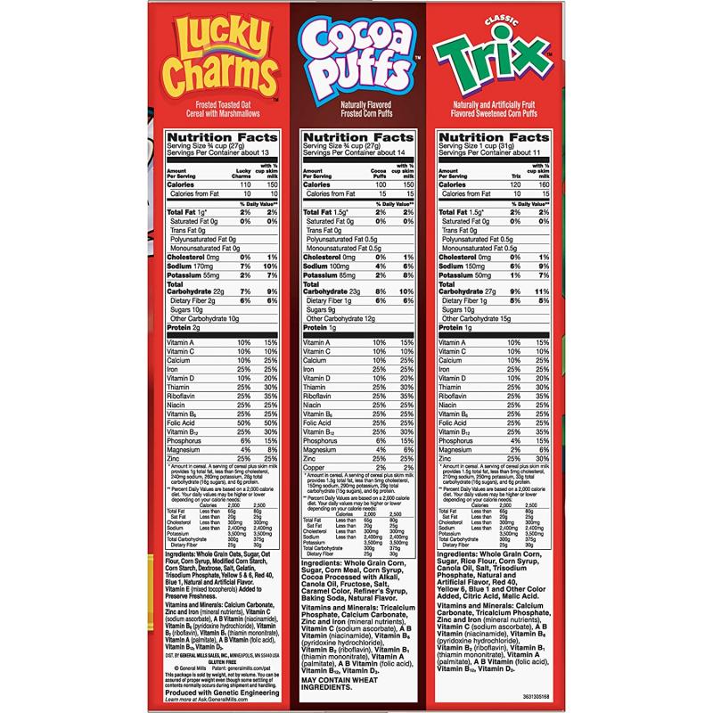 Lucky Charms, Trix and Cocoa Puffs Cereal Triple Pack (3 pk.)
