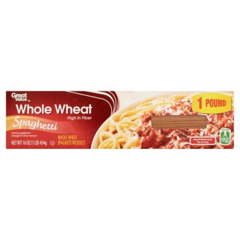 Great Value Whole Wheat Spaghetti, 16 oz