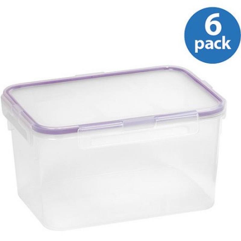 Snapware Airtight Plastic 10.8-Cup Rectangle Food Storage Container, 6-Pack