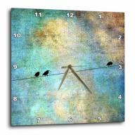 3dRose Birds on a Wire Digital Art by Angelandspot, Wall Clock, 10 by 10-inch